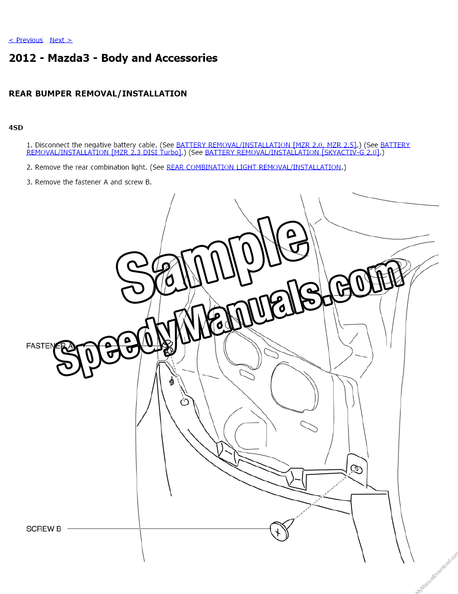 2012 Mazda3, Mazdaspeed3 Repair Service Manual - Image 4